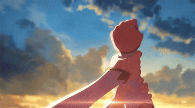 Couple Holding Hands With Sun Through Clouds GIF
