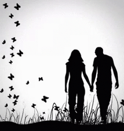 Couple Kiss And Holding Hands Silhouette GIF