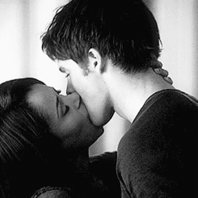 Couple Kissing Black And White GIF