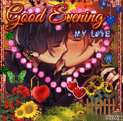 Couple Kissing Good Evening My Love GIF