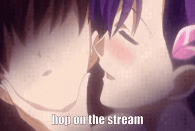 Couple Kissing Hop On The Stream GIF