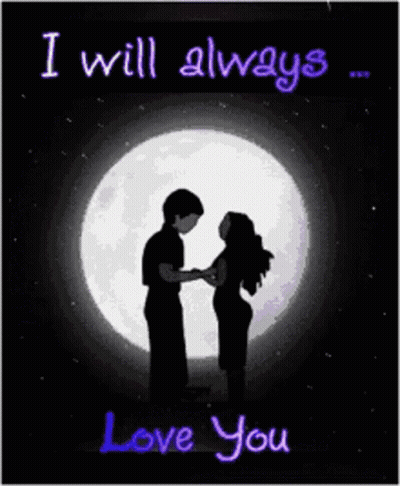 Couple Kissing In Front Of Full Moon I Will Always Love You GIF