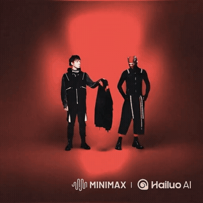 Couple Kissing In Front Of Red Minimax Background GIF
