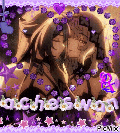 Couple Kissing Purple Picmix Flowers GIF