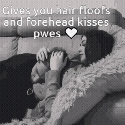 Couple Laying On Couch Gives You Hair Floofs And Forehead Kisses Pwes GIF