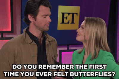 Couple Looking At Each Other Remember First Butterflies GIF