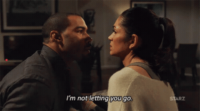 Couple Looking Into Each Others Eyes Saying I'm Not Letting You Go GIF