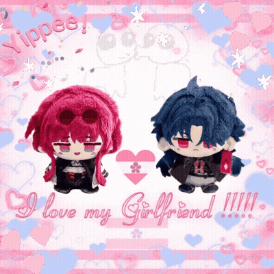 Couple Of Stuffed Animals Saying I Love My Girlfriend GIF