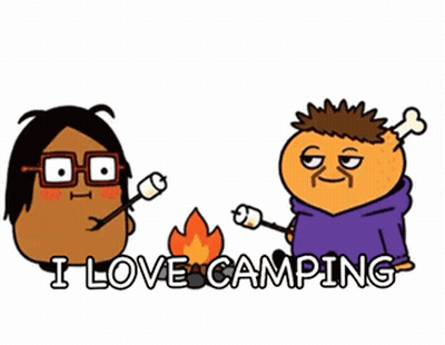 Couple Roasting Marshmallows Saying I Love Camping GIF