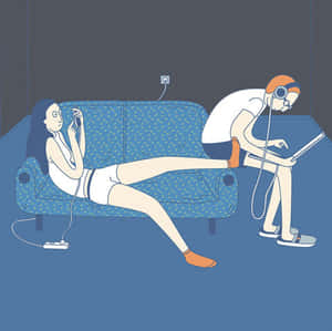 Couple's Regular Home Set-Up Illustration  GIF