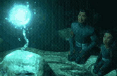 Couple Sitting In Cave Watching Light From Ground GIF
