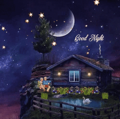 Couple Sitting In Front Of House Good Night GIF