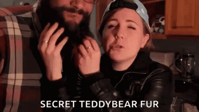 Couple Smoking, Woman In Teddy Bear Fur Jacket GIF