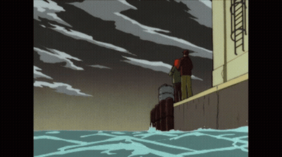 Couple Standing On Dock Over Water GIF