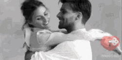 Couple Sweet Cheek Kiss Happy Smile Love GIF