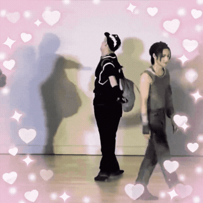Couple With Pink Hearts GIF