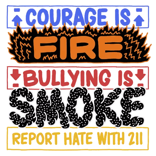 Courage Is Fire Bullying Is Smoke And Report Hate With 211 Sign Sticker