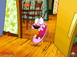 Courage The Cowardly Dog Scared Beside Door GIF