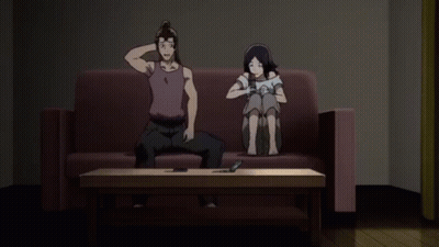 Courage The Cowardly Dog Sitting On A Chair GIF