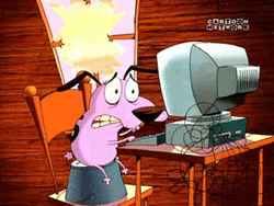 Courage The Cowardly Dog Typing In The Computer GIF