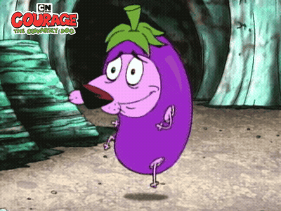 Courage The Cowardly Dog With Purple Eggplant GIF