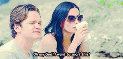 Courteney Cox Snorting Pumpkin Spice Latte GIF
