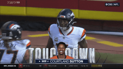 Courtland Sutton Smiling On CBS Football GIF