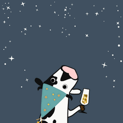 Cow Celebrates New Year GIF