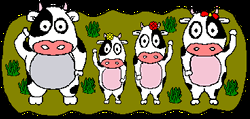 Cow Family Waving Fun Art GIF