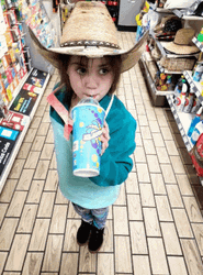 Cow Girl Kid Drinking Slurpee GIF