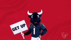 Cow Mascot Holding Stand Up Signboard GIF