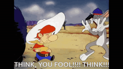 Cowboy And Rabbit Saying Think You Fool GIF