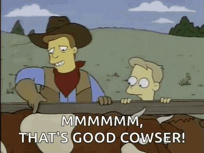 Cowboy Beside Cow And Boy Behind Fence GIF