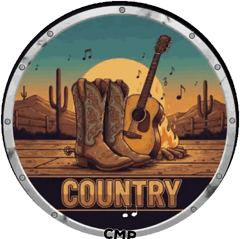 Cowboy Boots And Guitar Sticker