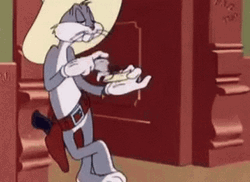 Cowboy Bugs Bunny Eating Some Food GIF