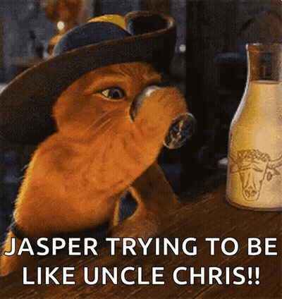 Cowboy Cat Drinking Jasper Trying Like Uncle Chris GIF