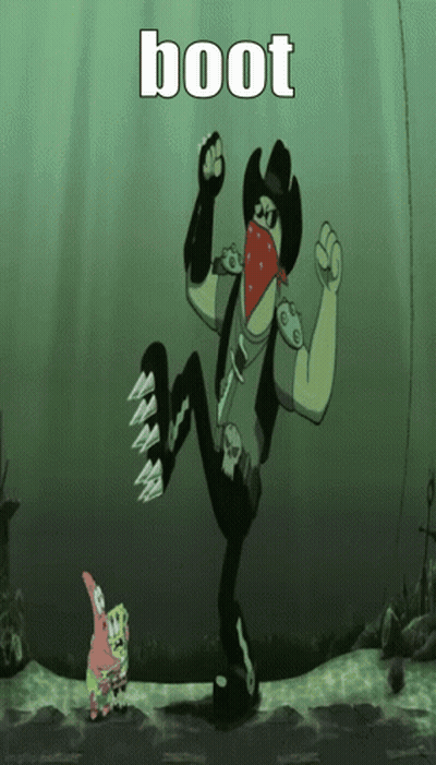 Cowboy Hat Bandana Cartoon Dancing In Water Boot GIF