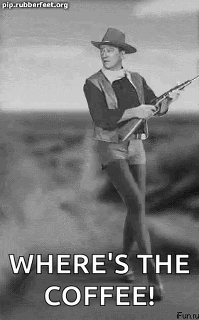 Cowboy Hat Man Holding Gun Black And White GIF