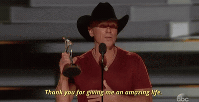 Cowboy Hat Man Holding Trophy Saying Thank You GIF