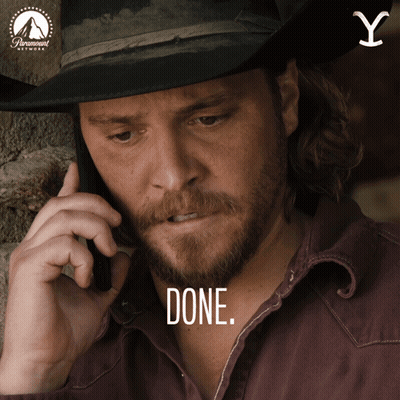 Cowboy Hat Man On Phone With Done GIF