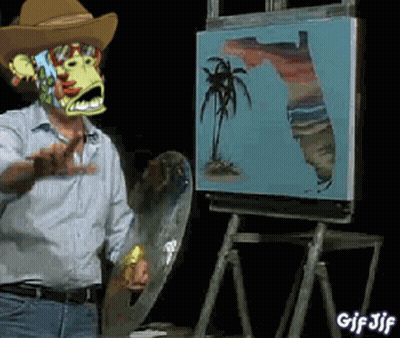 Cowboy Hat Man Painting Florida On Easel GIF