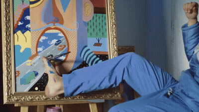 Cowboy Hat Man Painting Florida On Easel GIF