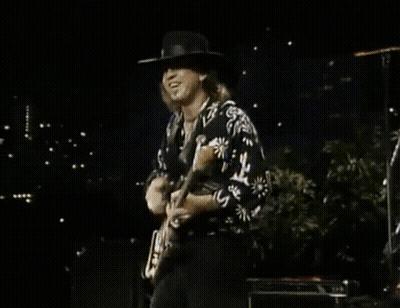 Cowboy Hat Man Playing Guitar With SRV GIF