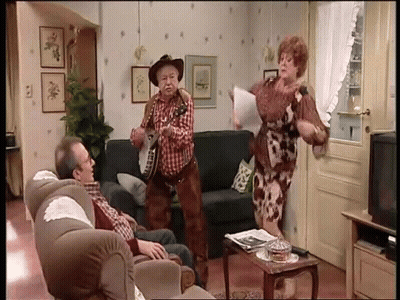 Cowboy Hat Man Playing Guitar With Two People GIF