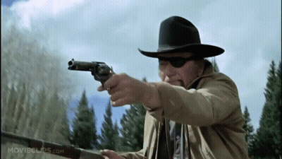 Cowboy Hat Man Pointing Gun Movieclips.com GIF