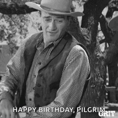Cowboy Hat Man Says Happy Birthday Pilgrim GIF