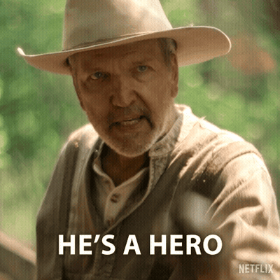 Cowboy Hat Man Says He's A Hero Netflix Ad GIF