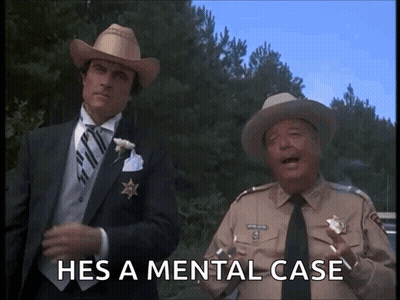 Cowboy Hat Man Tells Suit Man He's Mental Case GIF