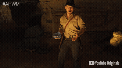 Cowboy Hat Man With Water Bottle In Cave YouTube Originals Logo GIF