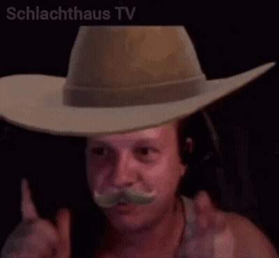 Cowboy Hat Mustache Saying Pew GIF